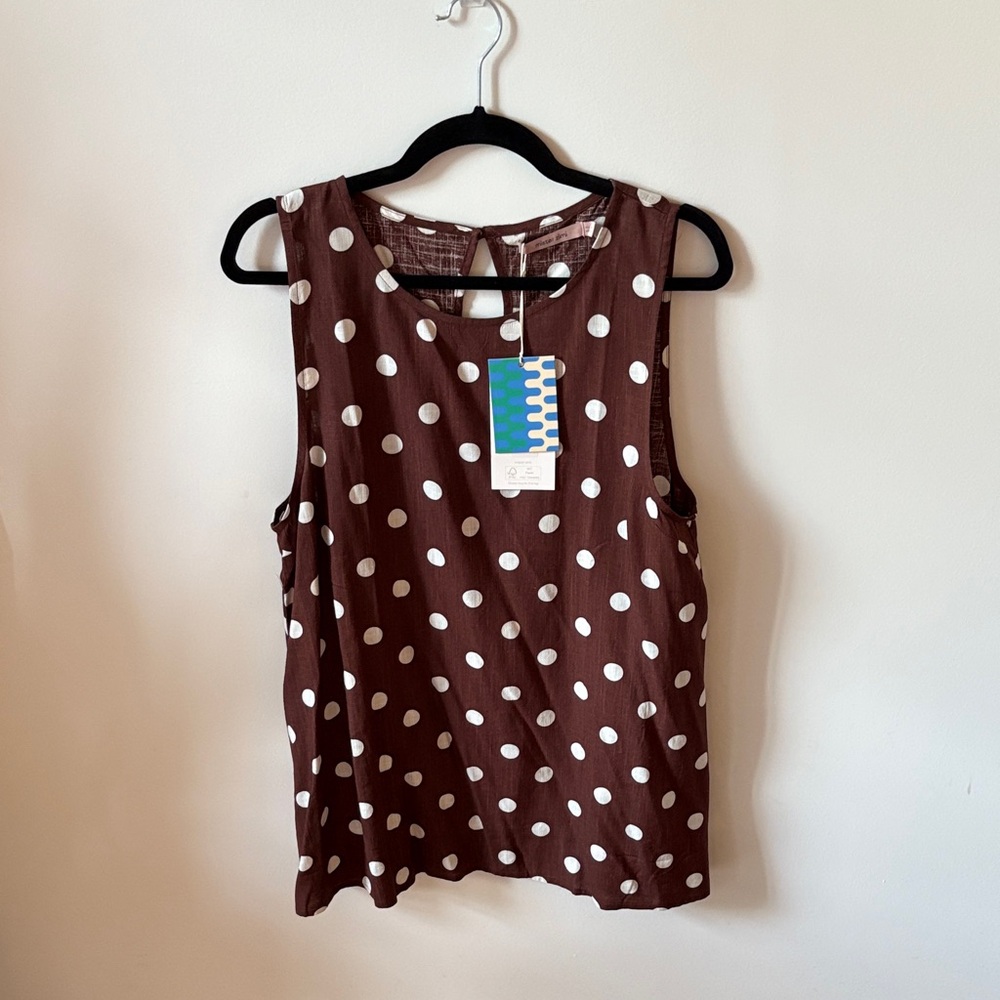 NWT Mister Zimi Brown Polka Dot Sleeveless Camisole - Chic Everyday Top